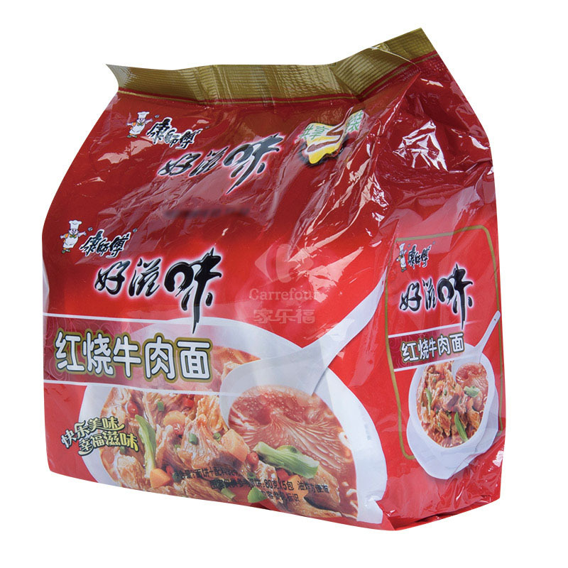 康师傅好滋味红烧牛肉面五包入96g*5