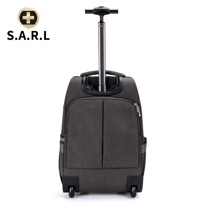 S.A.R.L瑞士手拉旅行包男女通用 可放17寸电脑包大容量拉杆手提男士轻便防泼水短途出差旅游商务电脑包行李包深灰色