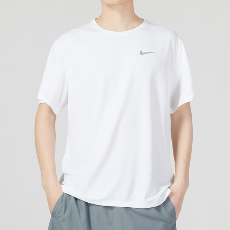 耐克(NIKE)T恤男士 23夏季新款运动衣服训练速干篮球衣圆领半袖白色透气短袖 DV9316-100/快干 S