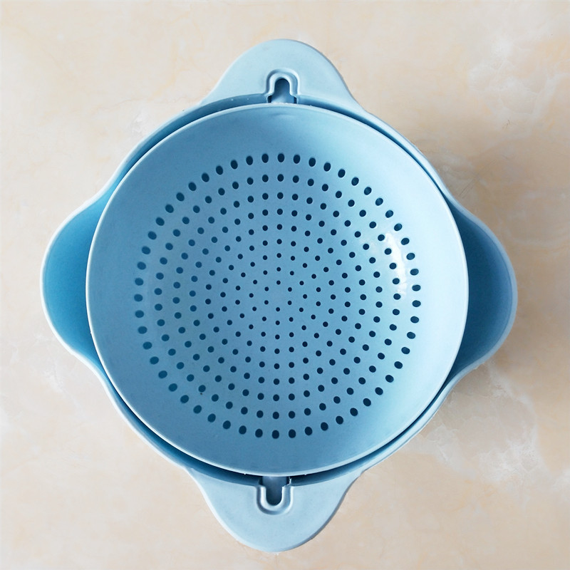 家用厨房多功能可旋转沥水篮塑料滤水篮创意双层洗菜洗水果盆神器i6