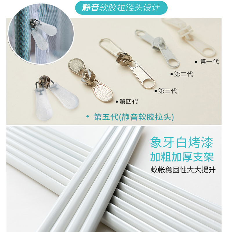 美帮汇新款蚊帐三开拉链1.5米1.8m床蒙古包宝宝防摔加密加厚支架家用2高清大图