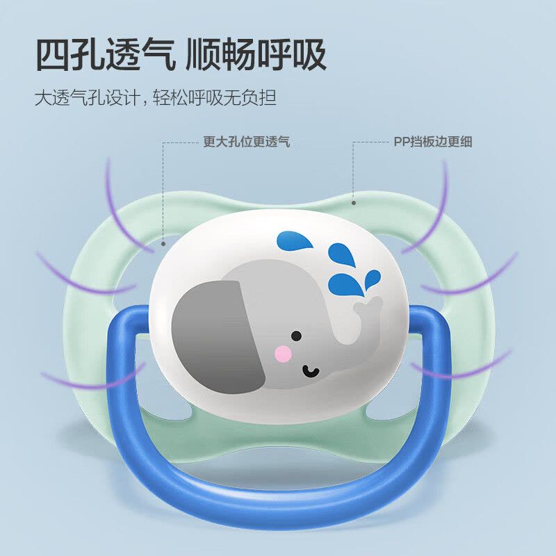 新安怡(AVENT)安抚奶嘴透气款(0-6个月)紫色企鹅/单个装SCF081/01图片