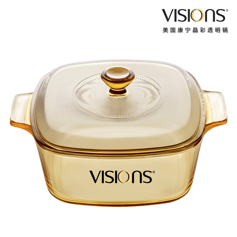 美国康宁晶彩透明锅 VS-15-RV/CN 1.5升(方形煮锅)