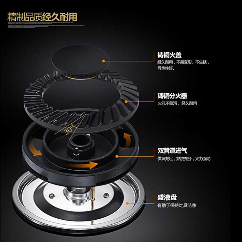 万和(Vanward)大火力台嵌两用式燃气双灶具C1-L02X 天然气