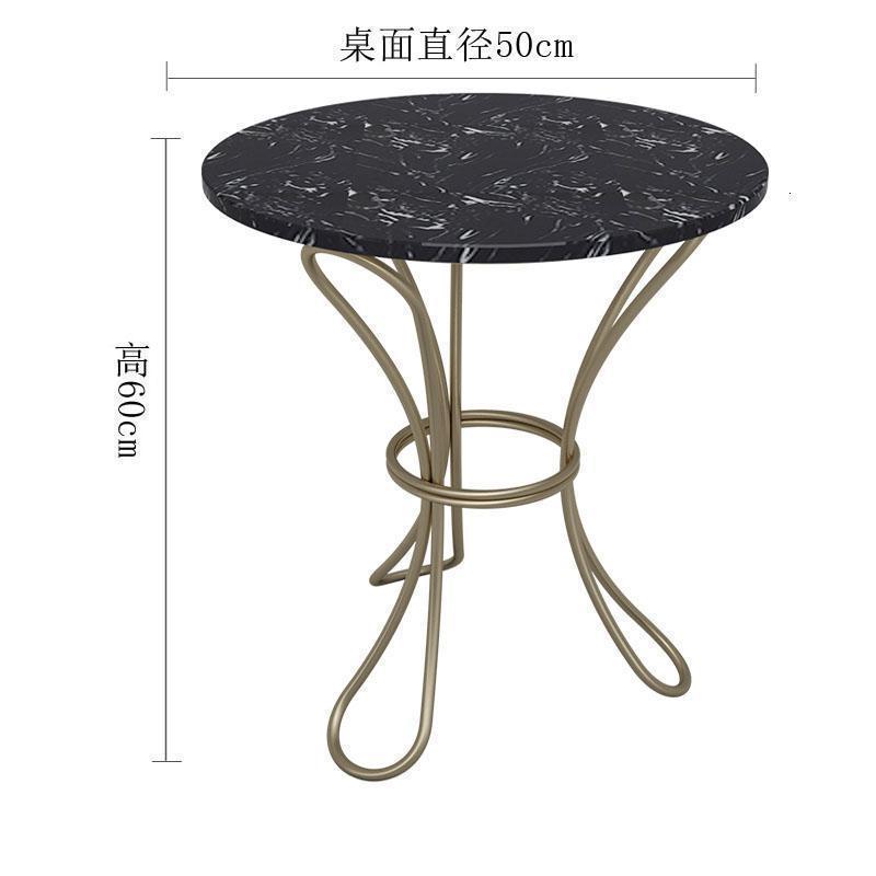 森美人北欧简约现代小户型茶几圆形客厅卧室沙发边几柜角几轻奢风大理石 大理石黑色+金花边支脚