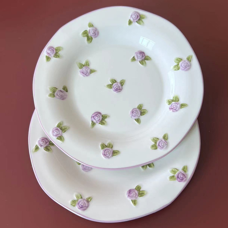 梵澜狸浮雕玫瑰餐盘TA88 个高清大图
