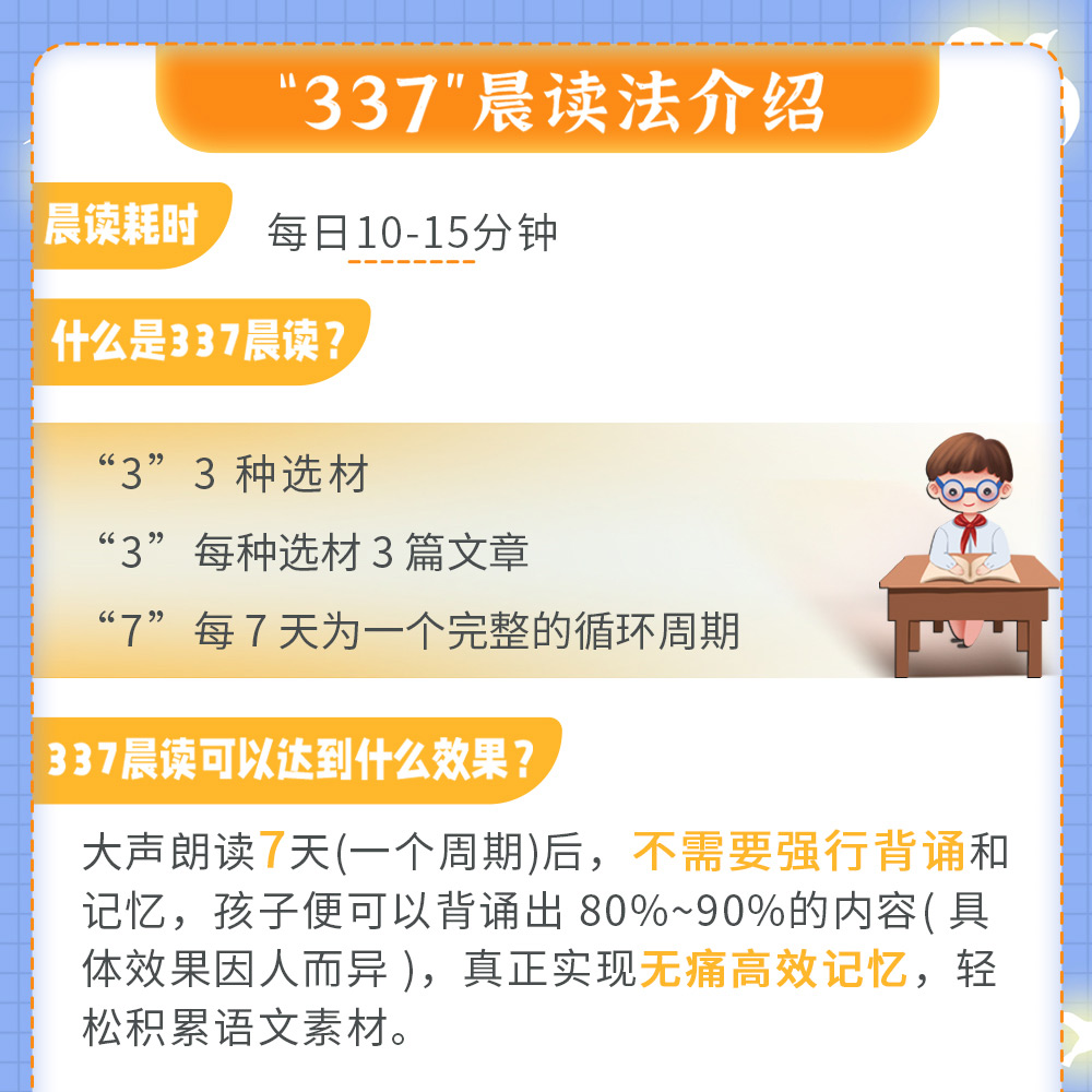 [上册3本]337晨读法+小古文+优美句子 小学一年级 [正版]小橙同学337晨读法打卡表小学一二三四五六年级中国妈妈每高清大图