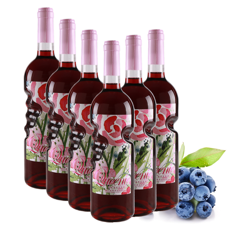 六瓶 贵妮春色蓝莓酒 天使之手瓶型果酒750ml*6瓶整箱