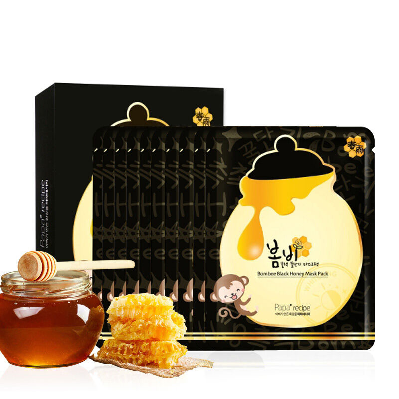 春雨(papa recipe)蜂蜜面膜贴保湿舒缓补水修护 孕妇敏感肌可用10片装 卢卡黑蜂蜜黑炭面膜10片装