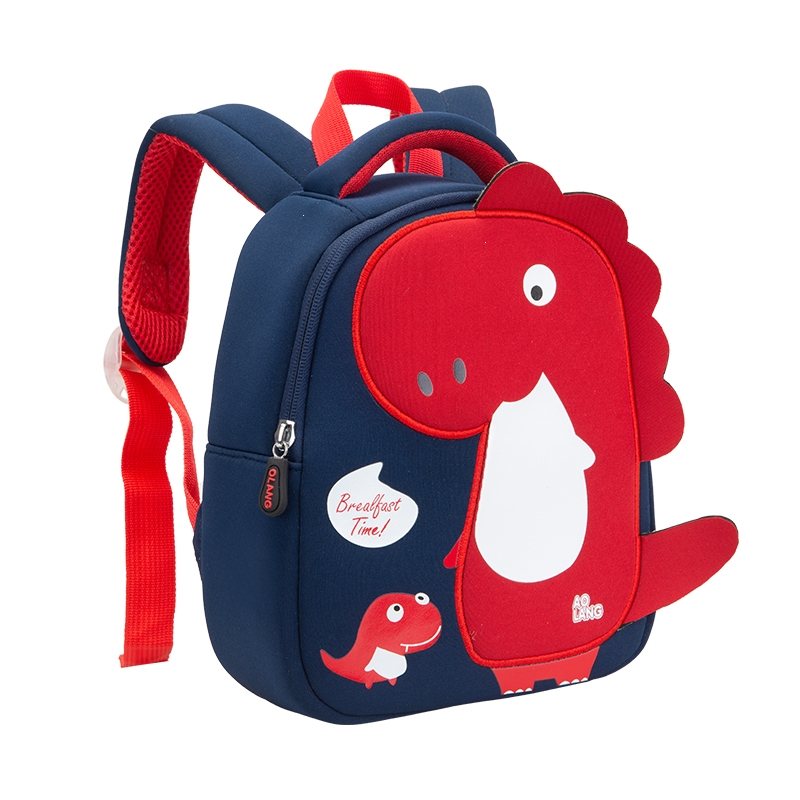 新款幼儿园恐龙书包可爱男女童红黄蓝绿色135岁卡通动物双肩包