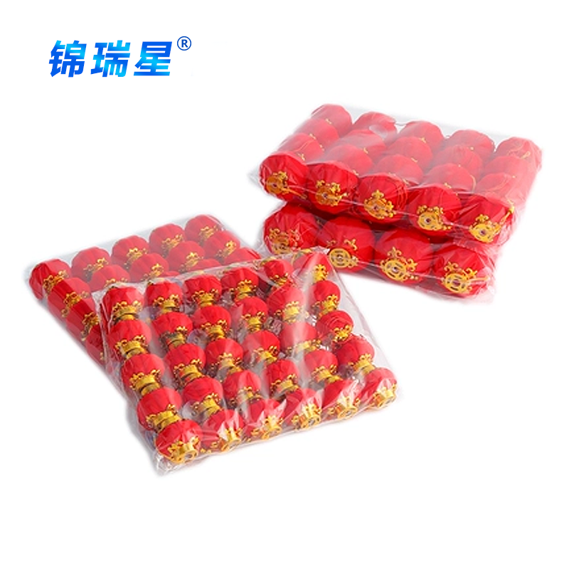 锦瑞星新年节庆大红植绒小灯笼16#4个/包高清大图