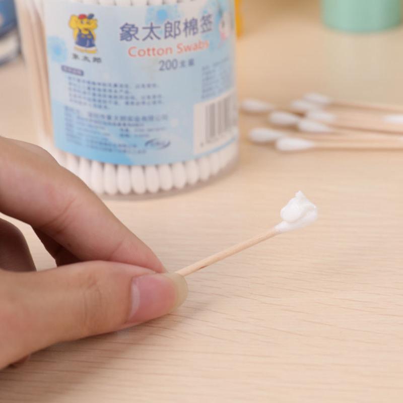 象太郎棉花棒化妆用尖头掏耳朵棉球棒美容清洁棒木棒挖耳棉签批发 木棒袋装170支*2