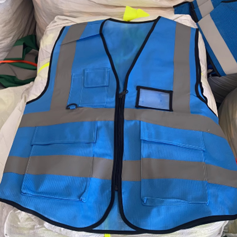 小窝厘多口袋款反光背心反光马甲宝蓝色视频