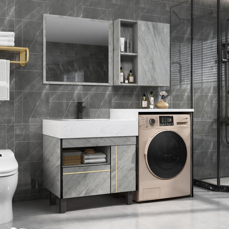 卫生间洗衣机一体柜洗手洗脸面盆洗漱台落地浴室柜闪电客伴侣组合定制