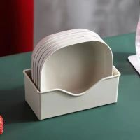 米色 加深方碟子5个装[不带底座] 小麦秸秆创意吐鱼骨头碟子家用圆形水果盘子菜盘餐桌垃圾渣小碟子
