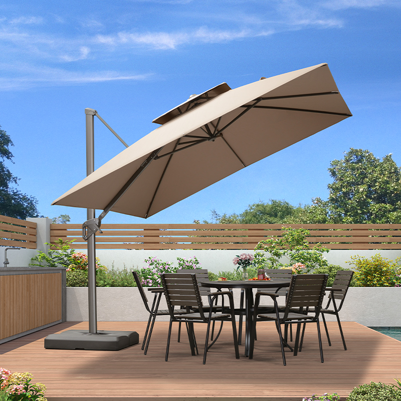 紫叶户外遮阳伞别墅罗马伞户外伞花园太阳伞庭院伞室外露台遮阳棚 3米方【82mm铝合金杆，420斤水箱】