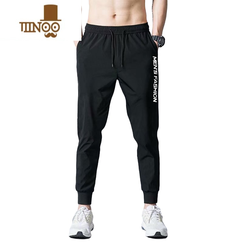 YANXU运动裤男士休闲长裤大码宽松潮流冰丝夏季薄款加大束脚裤卫裤子男高清大图