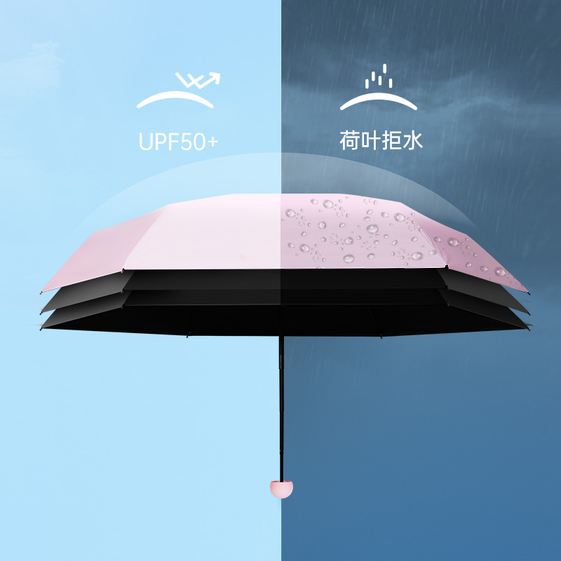 红叶五折PG黑胶纯色伞3535高清大图