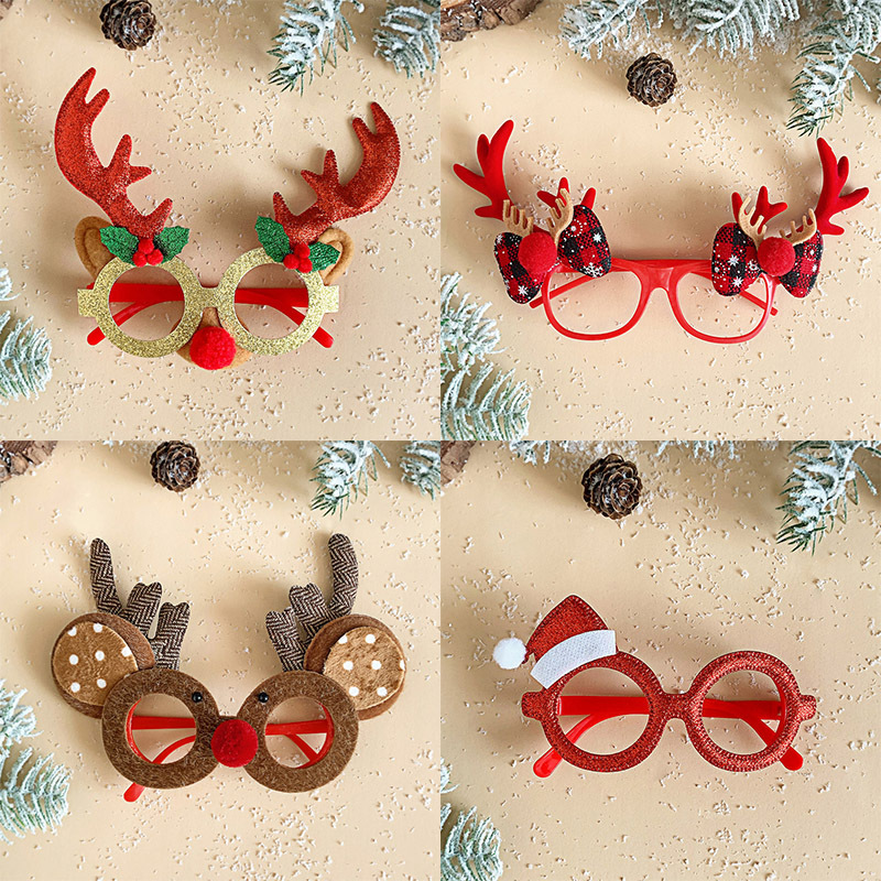 圣诞节新款女可爱可爱头饰搞怪雪人饰品装饰眼镜老人卡通卡通创意鹿角