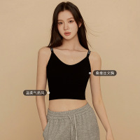 新款桑蚕丝内衣女士无钢圈运动文胸带胸垫吊带打底小背心美背胸罩