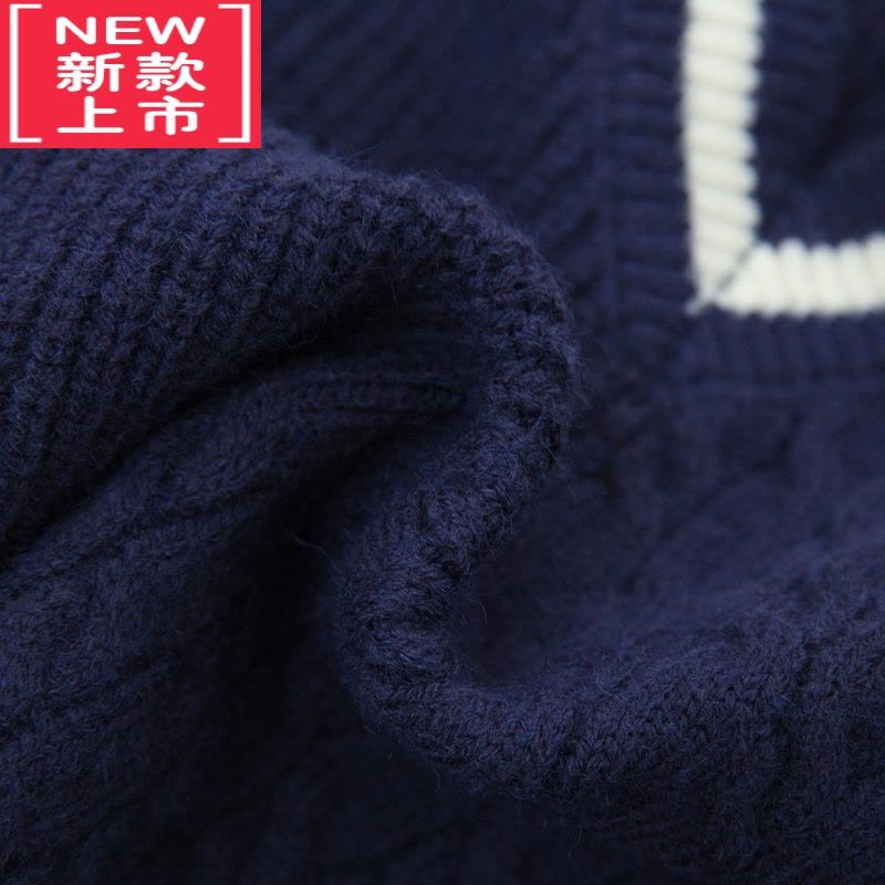 可莉允儿童毛衣男童男孩秋冬季新款中大童洋气百搭v领拼麻花保暖加厚潮图片