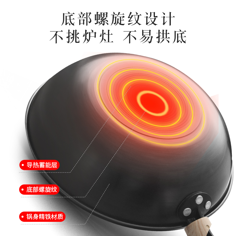 康巴赫(KBH) 铁锅无涂层炒锅32cm匠心无涂层铁锅 KGZ-C32T高清大图