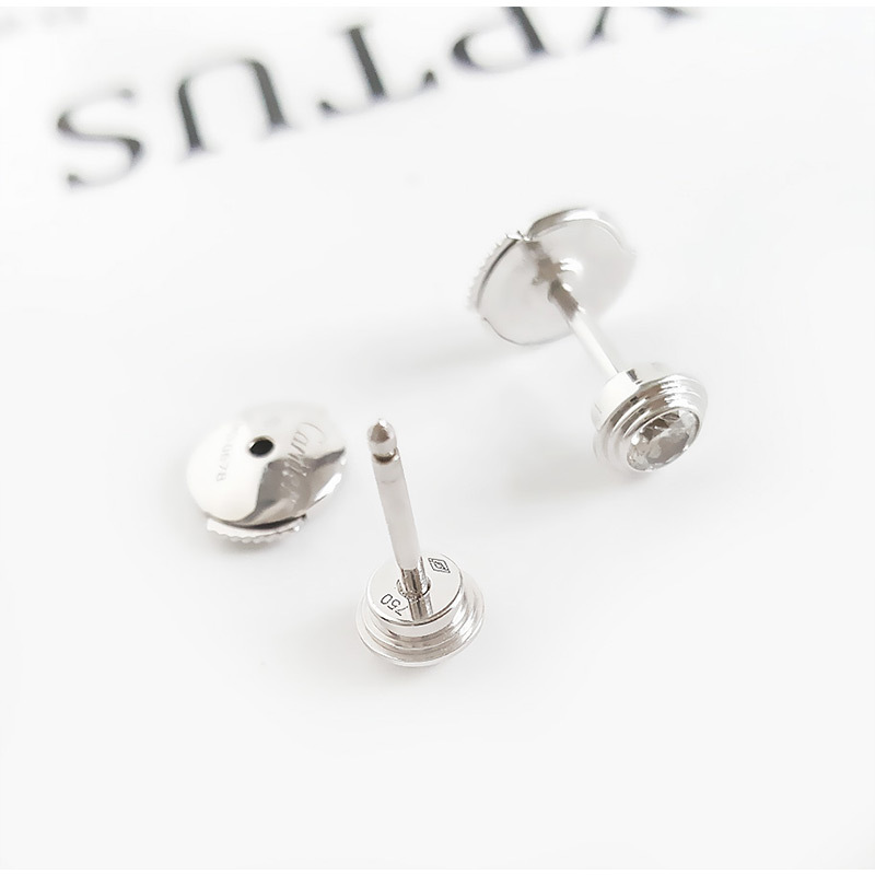正品卡地亚cartier18k白金镶026ct钻石耳钉一对卡地亚钻石耳钉