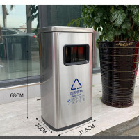 绵冠MIANGUAN不锈钢垃圾桶吸烟区烟灰桶商用立式方形带灭烟缸电梯口商场大堂