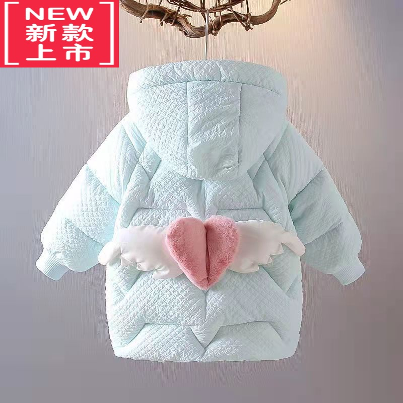 可莉允女童冬季加绒棉衣1女宝宝羽绒棉袄中长款小女孩保暖棉服3冬装外套