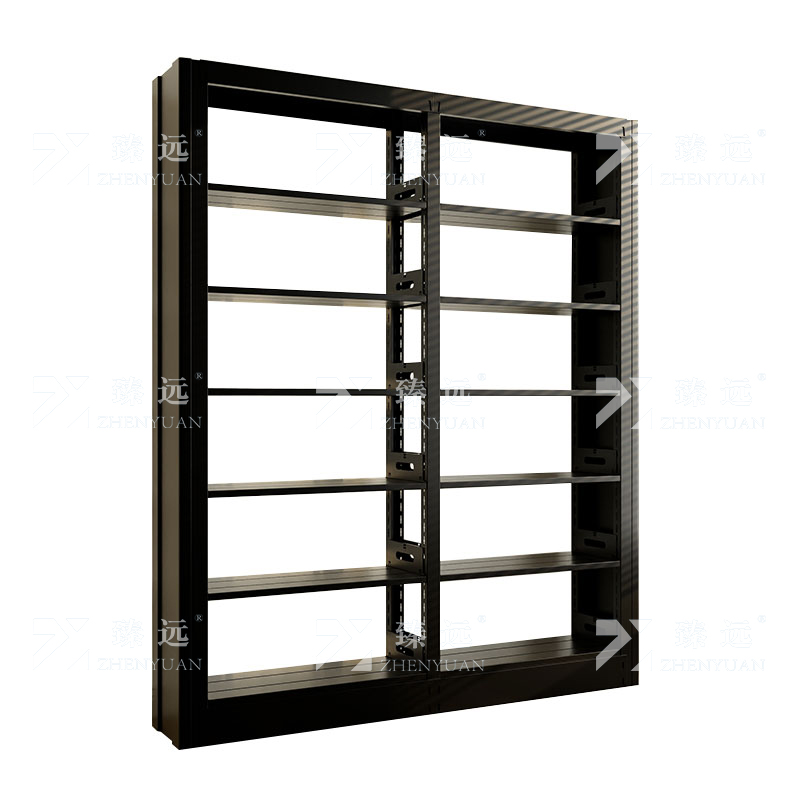 臻远ZY4072607 钢制书架图书馆书架资料架 单面6层一列二组黑色 1900*300*2000