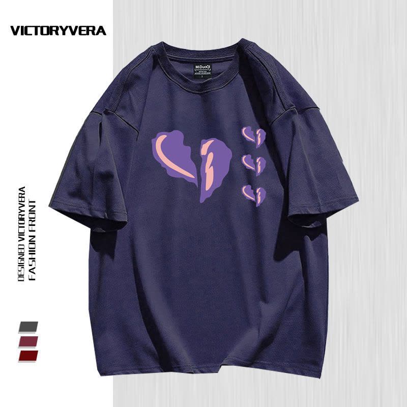 VICTORYVERA短袖t恤女2022夏季新款港风宽松休闲bf闺蜜装印花上衣图片