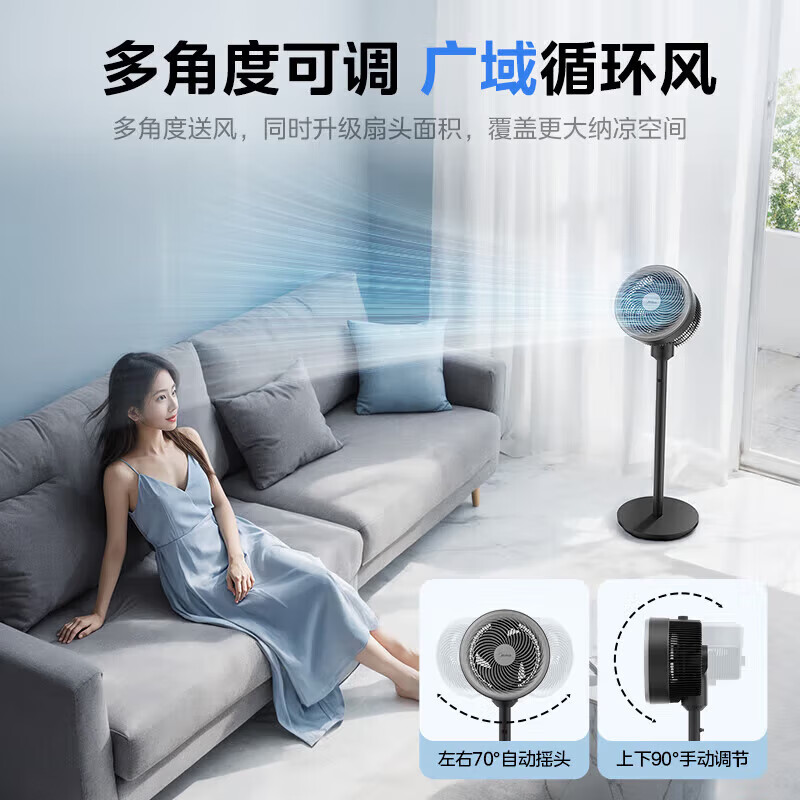 美的(Midea)电风扇低音落地扇循环扇台地两用台扇遥控低音自动摇头换气扇空调伴侣四季可用 cFGA25SCY高清大图
