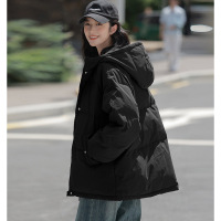 2023秋冬新款女连帽斜插口袋羽绒服高级感无性别羽绒别致百搭_585564 黑色 S