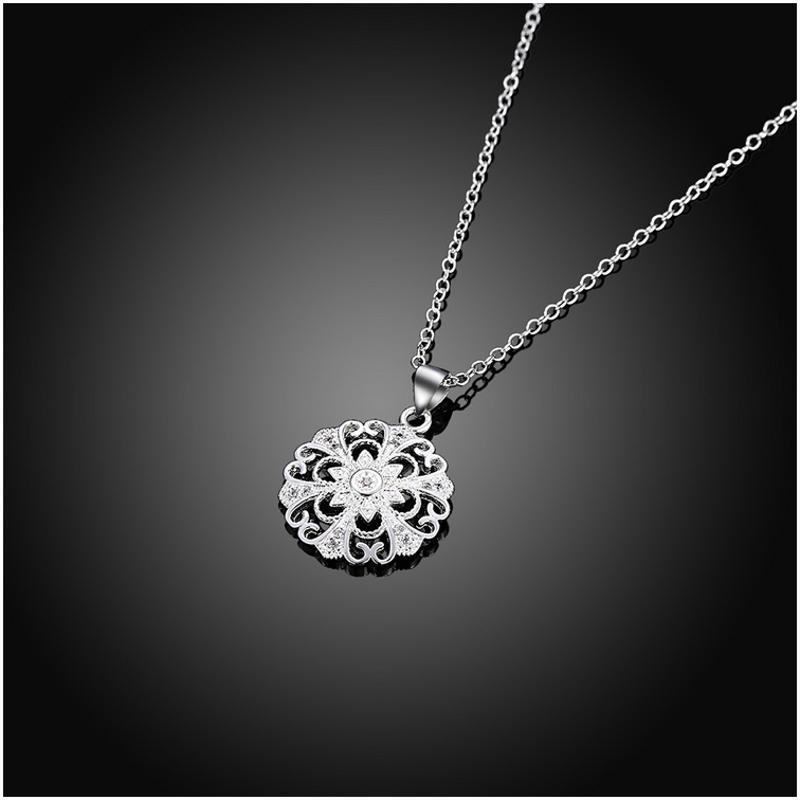 N861 Women Silver Necklace 镀纯银日韩复古配饰女水晶项链坠送女朋友七夕情人节礼物