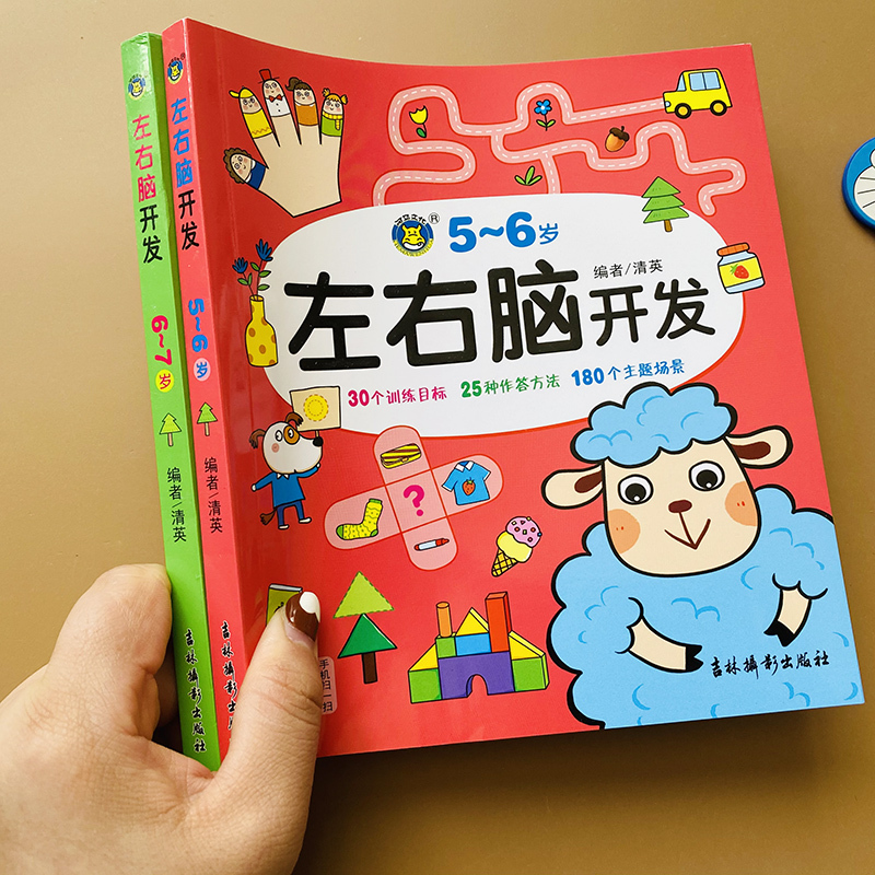 [正版图书]智力开发儿童书5-6-7岁宝宝左右脑开发逻辑思维游戏幼儿园中班大班潜能开发宝宝看图找规律分类组合比较数学绘本