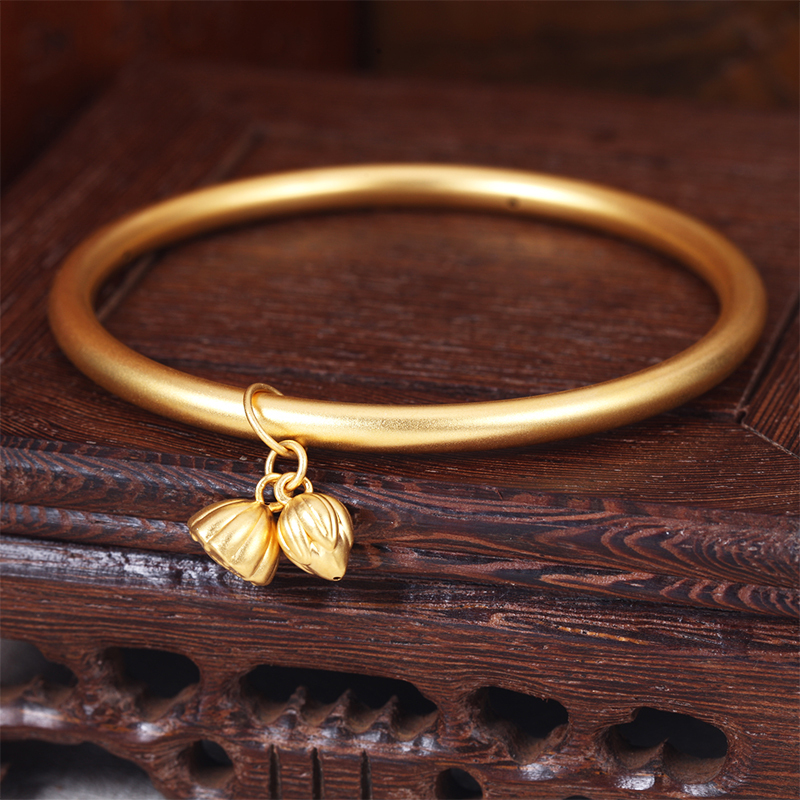 新金珠宝999足金手环和美镯莲花莲蓬手镯黄金镯子