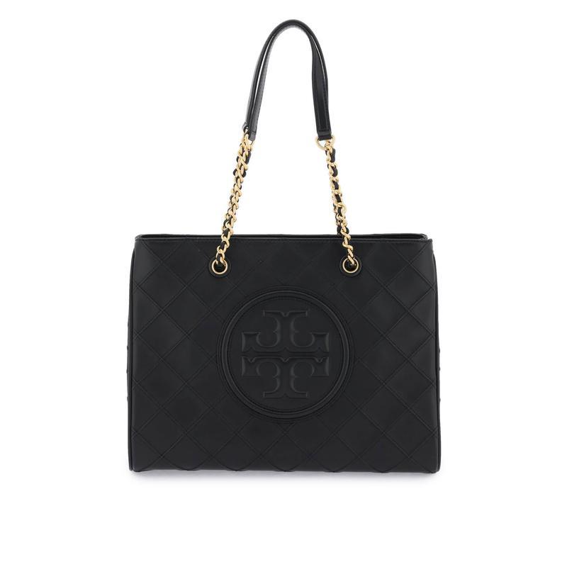 toryburch汤丽柏琦女士百搭时尚单肩包手提包黑色软皮钻纹双t标志压花