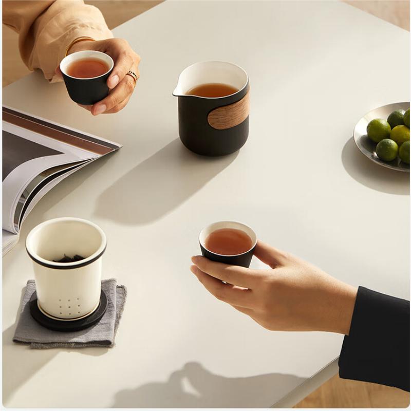 鸣盏(MINGZHAN)陶瓷快客杯茶具套装陶瓷茶杯功夫茶杯户外 MZ8004 一壶三杯 250ml 套高清大图