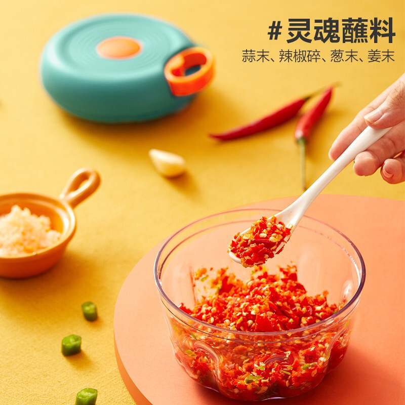 小熊(Bear)拉蒜器手动拉蒜泥器绞肉家用绞馅调料果汁辅食切碎机绞果汁蒜蓉机 CX-D0007 400mL高清大图