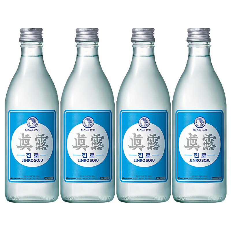 韩国进口真露经典烧酒169度360ml4瓶原味清酒利口预调鸡尾酒参数