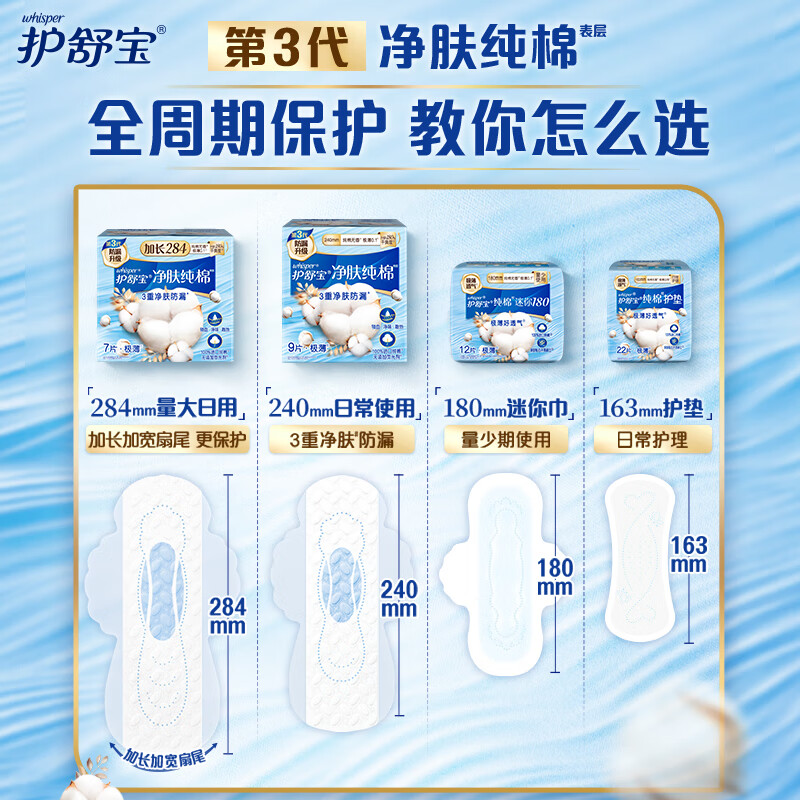 护舒宝净肤纯棉无香极薄日用卫生巾9片高清大图