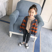 女童宝宝针织开衫加绒加厚毛衣秋冬装2018新款婴儿中小男童1外套3 110码建议高110cm左右 灰橘加绒加厚款