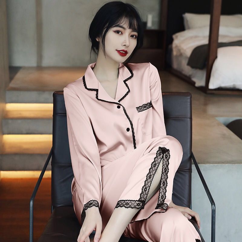 睡衣女春秋韩版冰丝长袖两件套性感迷人洋气可外穿家居服诺合
