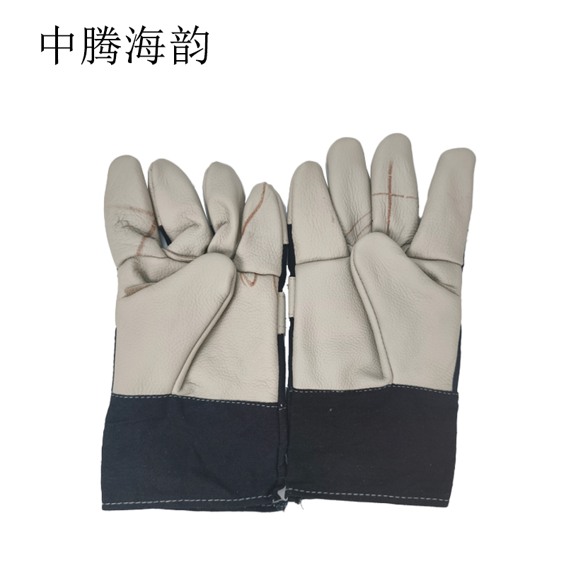 中腾海韵 牛皮革电焊手套 二层牛皮颜色随机发货 38cm 双高清大图