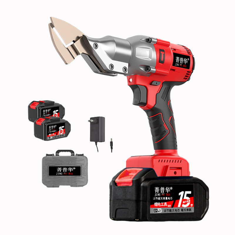 菁普华锂电电动无刷剪刀铁皮剪工业级切割充电剪两电一充套高清大图