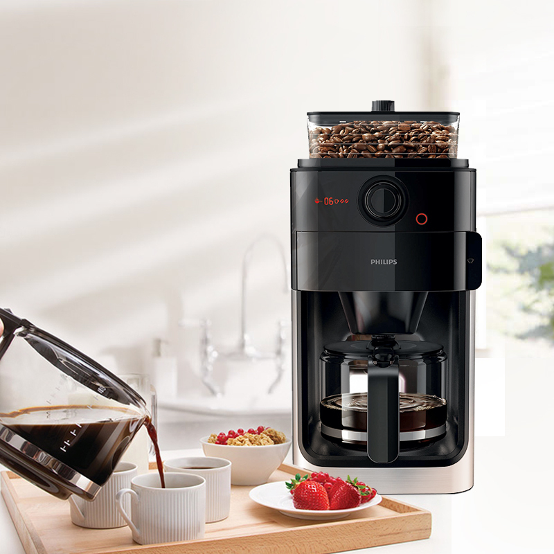 飞利浦生活电器咖啡机hd7761家用现磨经典美式大容量研磨一体
