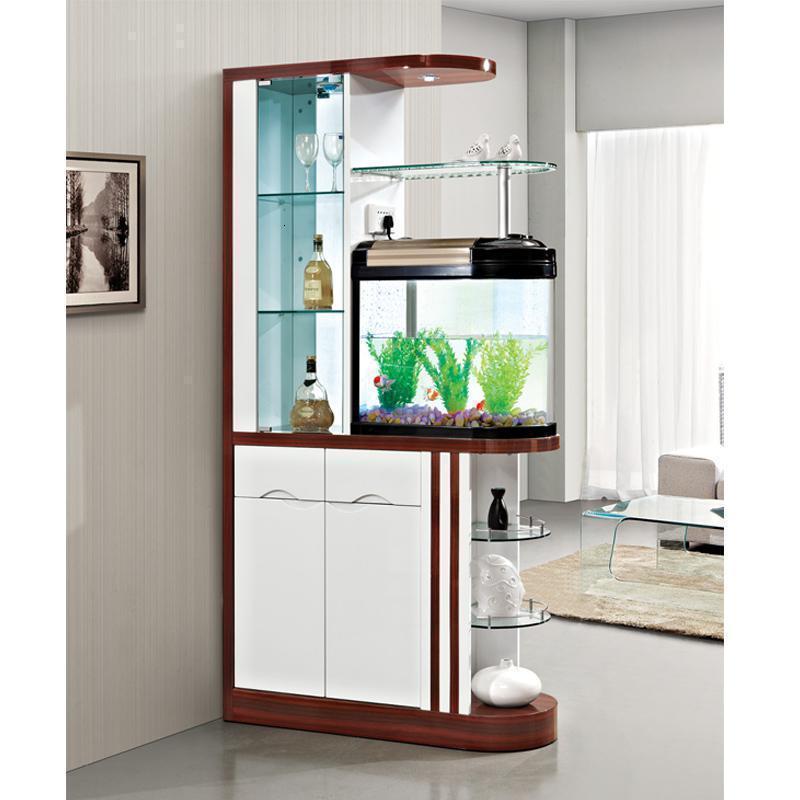 森美人带鱼缸的玄关柜客厅现代简约隔断柜间厅柜双面柜酒柜鞋柜屏风隔断 533红白组装框架结构