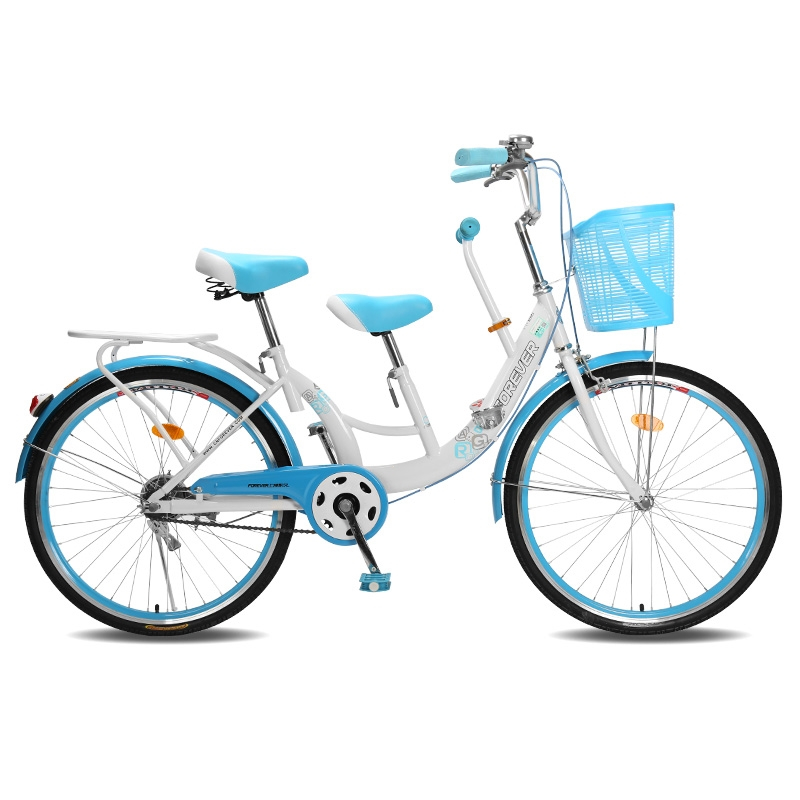 永久自行车双人亲子母子成人女式22寸接送孩子2人带小孩轻便单车