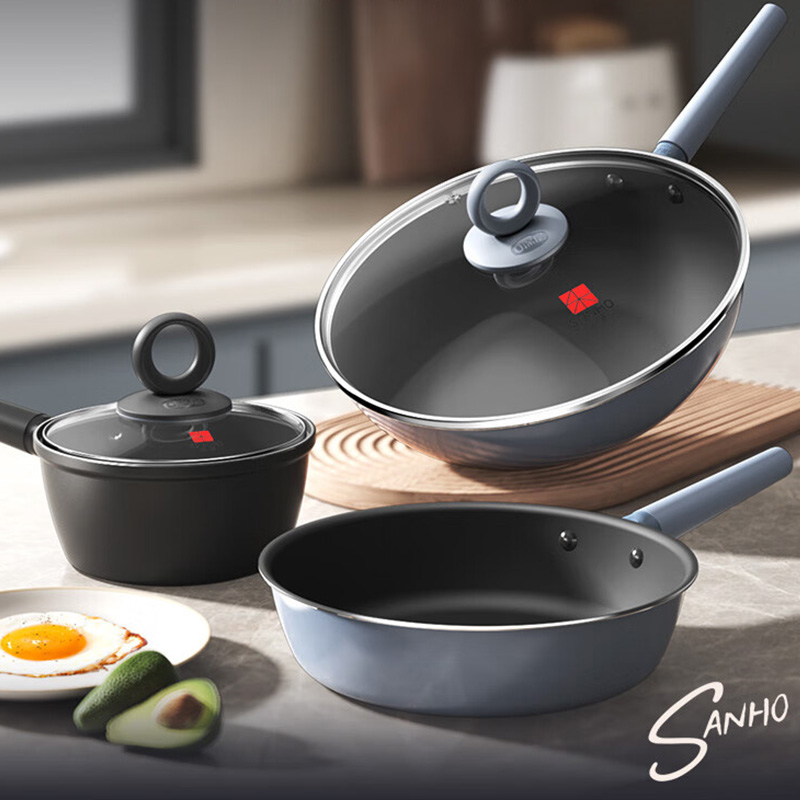 三禾套锅0涂层高温不挥发三件套LC30S1+LJ26S1+LN18S1(颜色随机)高清大图