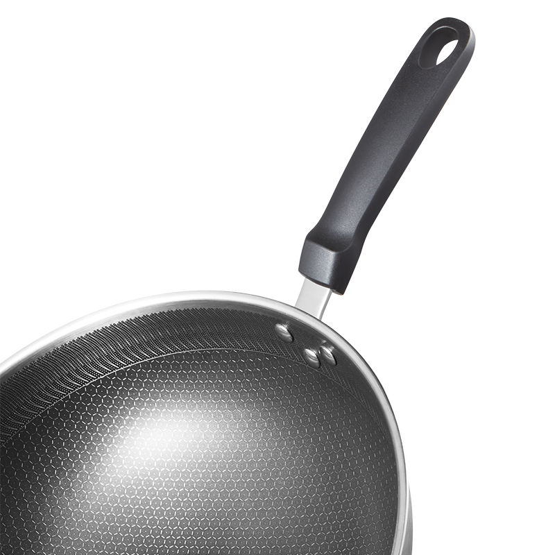 苏泊尔supor304不锈钢蜂窝防粘锅不易粘炒菜锅煎锅燃气电磁炉通用30cm